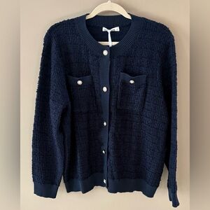 Stylish 2X Navy Longsleeve Cardigan, NWT